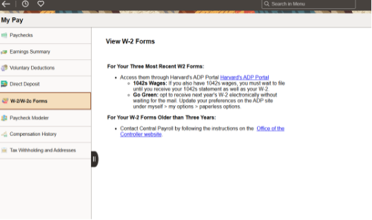 W-2 W-2c Forms Page in PeopleSoft